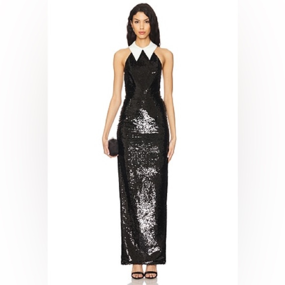 NWOT Bronx and Banco Wednesday Sequin Halterneck Maxi Dress Elegant - Picture 6 of 17
